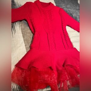Girls Sweater Dress - red, size 4